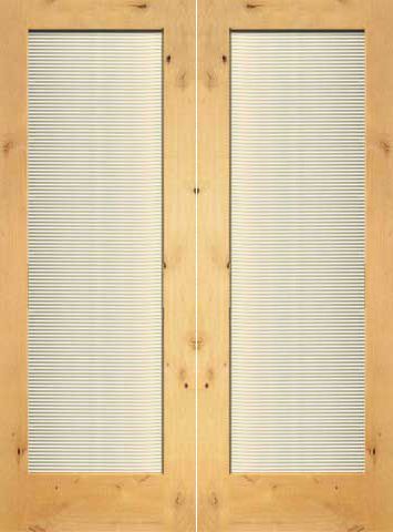 WDMA 48x96 Door (4ft by 8ft) Interior Swing Knotty Alder Conemporary Double Door 1-Lite FG-11 Blinds Glass 1