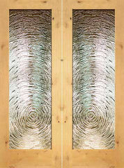 WDMA 48x96 Door (4ft by 8ft) Interior Barn Knotty Alder Full Lite Double Door FG-9 Swirl Glass 1