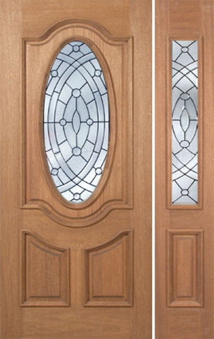 WDMA 50x80 Door (4ft2in by 6ft8in) Exterior Mahogany Carmel Single Door/1side w/ EE Glass 1