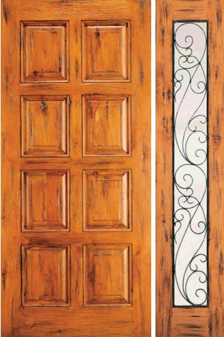 WDMA 50x80 Door (4ft2in by 6ft8in) Exterior Knotty Alder Door with One Sidelight 8-Panel 1