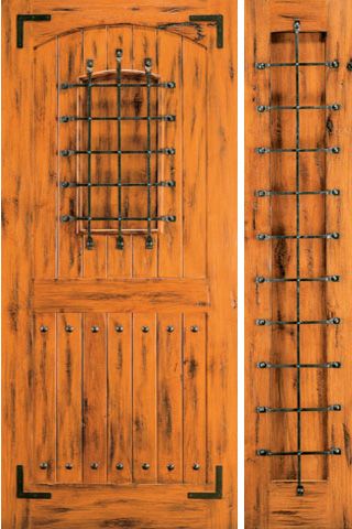 WDMA 50x80 Door (4ft2in by 6ft8in) Exterior Knotty Alder Front Door with One Sidelight Speakeasy 1