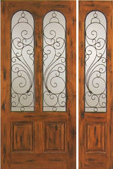 WDMA 50x80 Door (4ft2in by 6ft8in) Exterior Knotty Alder Door with One Sidelight Entry Twin Lite 1