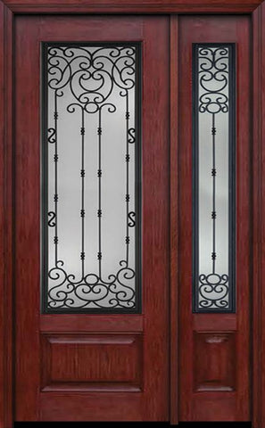 WDMA 50x96 Door (4ft2in by 8ft) Exterior Cherry 96in 3/4 Lite Single Entry Door Sidelight Belle Meade Glass 1