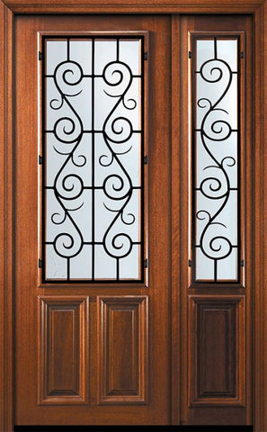 WDMA 50x96 Door (4ft2in by 8ft) Exterior Mahogany 36in x 96in 2/3 Lite St. Charles Door /1side 1