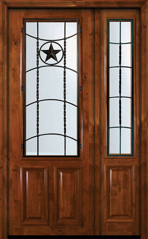 WDMA 50x96 Door (4ft2in by 8ft) Exterior Knotty Alder 36in x 96in 2/3 Lite Texan Alder Door /1side 1