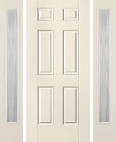 WDMA 52x80 Door (4ft4in by 6ft8in) Exterior Smooth 6 Panel Star Door 2 Sides Chinchilla Full Lite Sidelight Flush 1