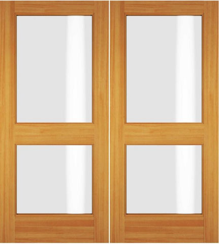 WDMA 52x96 Door (4ft4in by 8ft) Exterior Swing Cherry Wood 2 Lite Double Door 1