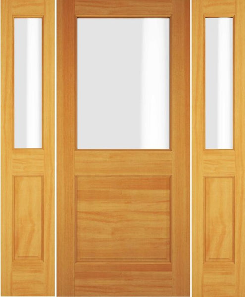 WDMA 52x96 Door (4ft4in by 8ft) Exterior Swing Hemlock Wood 1/2 Lite Single Door / 2 Sidelight 1