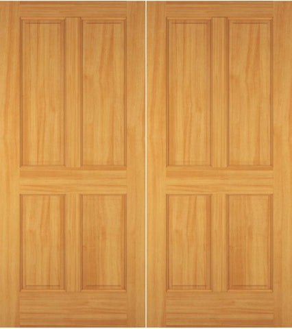 WDMA 52x96 Door (4ft4in by 8ft) Exterior Swing Maple Wood 4 Panel Colonial Double Door 1