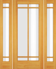 WDMA 52x96 Door (4ft4in by 8ft) Exterior Swing Maple Wood Full Lite Prairie Arts and Craft Single Door / 2 Sidelight 1