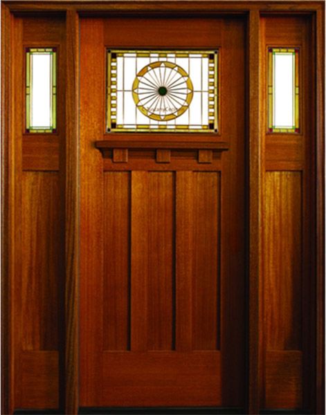 WDMA 52x96 Door (4ft4in by 8ft) Exterior Mahogany Cecilton Leaded Glass Single/2Sidelight Tuscany 1