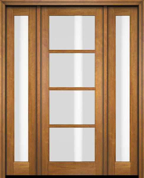 WDMA 52x96 Door (4ft4in by 8ft) Exterior Swing Mahogany 4 Lite TDL Single Entry Door Full Sidelights 1