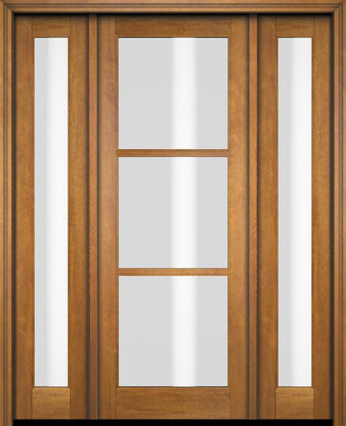 WDMA 52x96 Door (4ft4in by 8ft) Exterior Swing Mahogany 3 Lite TDL Single Entry Door Full Sidelights 1