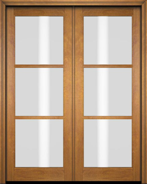 WDMA 52x96 Door (4ft4in by 8ft) French Barn Mahogany 3 Lite TDL Exterior or Interior Double Door 1