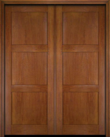 WDMA 52x96 Door (4ft4in by 8ft) Interior Swing Mahogany Modern 3 Flat Panel Shaker Exterior or Double Door 4