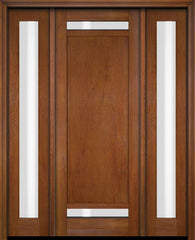 WDMA 52x96 Door (4ft4in by 8ft) Exterior Swing Mahogany 112 Windermere Shaker Single Entry Door Sidelights 4