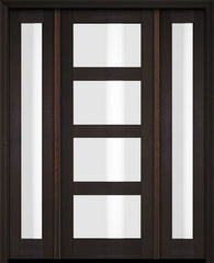 WDMA 52x96 Door (4ft4in by 8ft) Exterior Swing Mahogany Modern 4 Lite Shaker Single Entry Door Sidelights 2