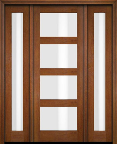 WDMA 52x96 Door (4ft4in by 8ft) Exterior Swing Mahogany Modern 4 Lite Shaker Single Entry Door Sidelights 4