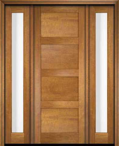 WDMA 52x96 Door (4ft4in by 8ft) Exterior Swing Mahogany Modern 4 Flat Panel Shaker Single Entry Door Sidelights 1