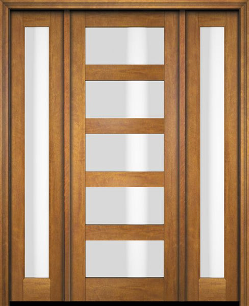 WDMA 52x96 Door (4ft4in by 8ft) Exterior Swing Mahogany Modern 5 Lite Shaker Single Entry Door Sidelights 1