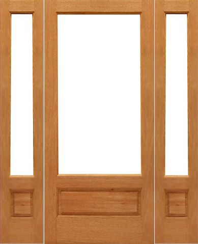 WDMA 52x96 Door (4ft4in by 8ft) French Mahogany 1-lite-P/B Patio Brazilian Wood 1 Panel IG Glass Sidelights Door 1