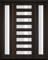 WDMA 52x96 Door (4ft4in by 8ft) Exterior Swing Mahogany Modern Slimlite Glass Shaker Single Entry Door Sidelights 2