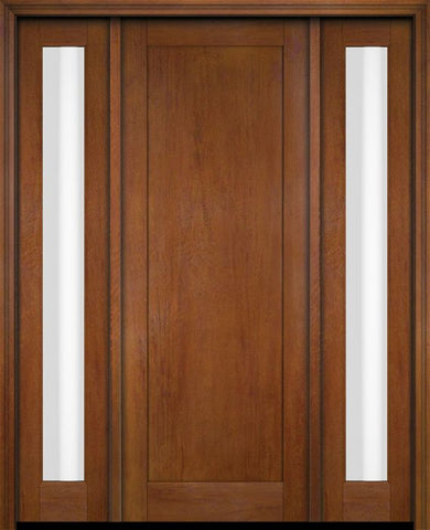 WDMA 52x96 Door (4ft4in by 8ft) Exterior Swing Mahogany Modern Full Flat Cross Panel Shaker Single Entry Door Sidelights 4