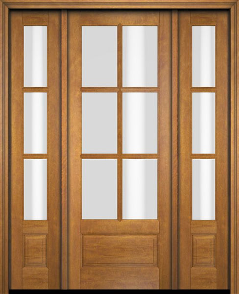 WDMA 52x96 Door (4ft4in by 8ft) Exterior Swing Mahogany 3/4 6 Lite TDL Single Entry Door Sidelights 1