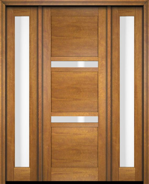 WDMA 52x96 Door (4ft4in by 8ft) Exterior Swing Mahogany 132 Windermere Shaker Single Entry Door Sidelights 1