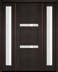 WDMA 52x96 Door (4ft4in by 8ft) Exterior Swing Mahogany 132 Windermere Shaker Single Entry Door Sidelights 2