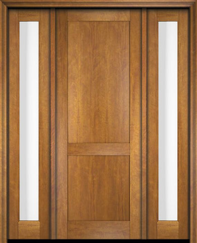 WDMA 52x96 Door (4ft4in by 8ft) Exterior Swing Mahogany Modern 2 Flat Panel Shaker Single Entry Door Sidelights 1