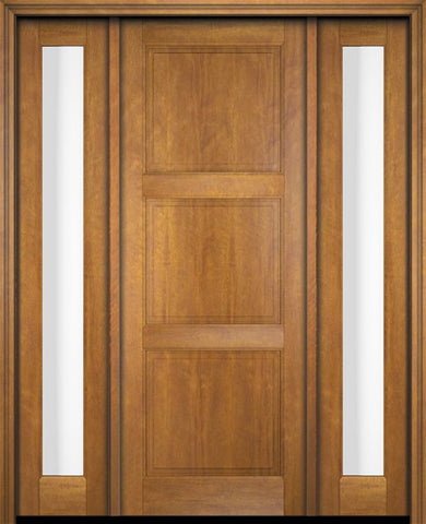 WDMA 52x96 Door (4ft4in by 8ft) Exterior Swing Mahogany 3 Raised Panel Solid Single Entry Door Sidelights 1