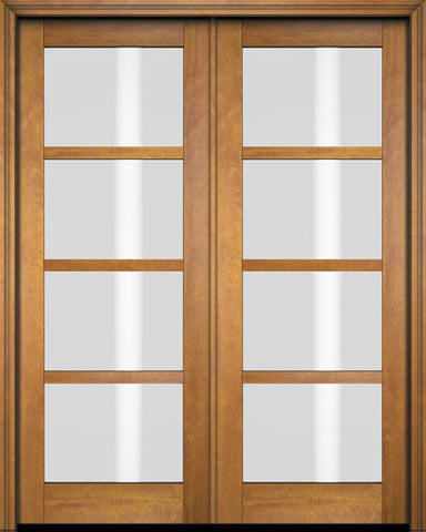 WDMA 52x96 Door (4ft4in by 8ft) Exterior Barn Mahogany 4 Lite Windermere Shaker or Interior Double Door 1