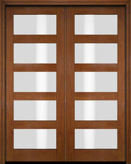 WDMA 52x96 Door (4ft4in by 8ft) Interior Swing Mahogany Modern 5 Lite Shaker Exterior or Double Door 4