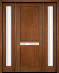 WDMA 52x96 Door (4ft4in by 8ft) Exterior Swing Mahogany 121 Windermere Shaker Single Entry Door Sidelights 4