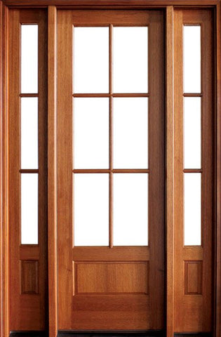 WDMA 52x96 Door (4ft4in by 8ft) French Swing Mahogany Alexandria TDL 6 Lite Single Door/2Sidelight 1