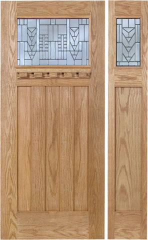 WDMA 54x80 Door (4ft6in by 6ft8in) Exterior Oak Biltmore Single Door/1side w/ A Glass 1