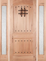 WDMA 54x80 Door (4ft6in by 6ft8in) Exterior Walnut Rustica Single Door/2side Rain Glass with Speakeasy 1