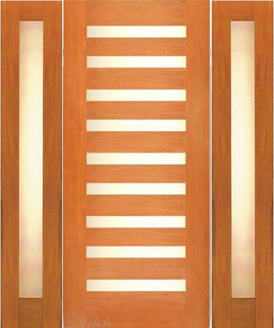 WDMA 54x80 Door (4ft6in by 6ft8in) Exterior Mahogany Contemporary Single Door with two Sidelights Laminated Glass 1