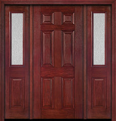 WDMA 54x80 Door (4ft6in by 6ft8in) Exterior Cherry Six Panel Single Entry Door Sidelights 1/2 Lite Rain Glass 1