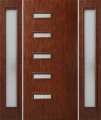 WDMA 54x80 Door (4ft6in by 6ft8in) Exterior Cherry Contemporary Modern 5 Lite Single Entry Door Sidelights FC595 1