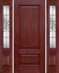 WDMA 54x80 Door (4ft6in by 6ft8in) Exterior Cherry Two Panel Single Entry Door Sidelights CD Glass 1