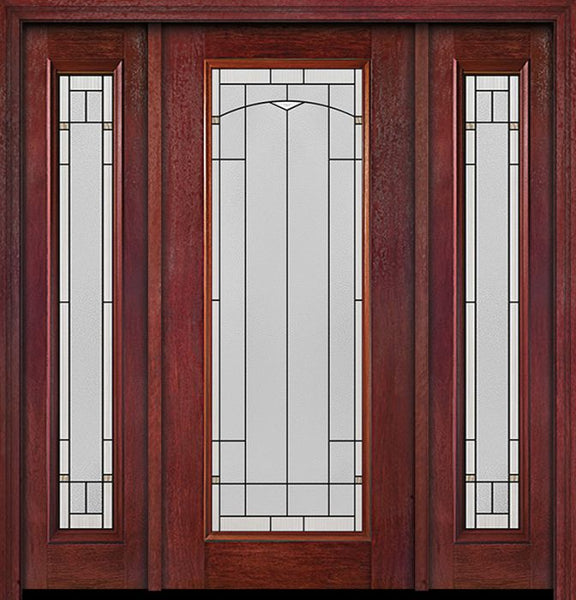 WDMA 54x80 Door (4ft6in by 6ft8in) Exterior Cherry Full Lite Single Entry Door Sidelights Topaz Glass 1