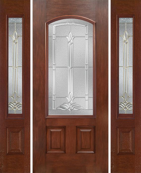 WDMA 54x80 Door (4ft6in by 6ft8in) Exterior Mahogany Camber 3/4 Lite Single Entry Door Sidelights BT Glass 1