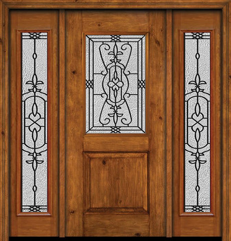 WDMA 54x80 Door (4ft6in by 6ft8in) Exterior Cherry Alder Rustic Plain Panel 1/2 Lite Single Entry Door Sidelights Full Lite Jacinto Glass 1