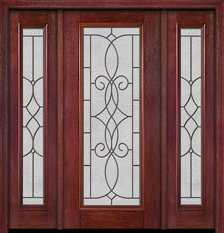 WDMA 54x80 Door (4ft6in by 6ft8in) Exterior Cherry Full Lite Single Entry Door Sidelights Ashbury Glass 1