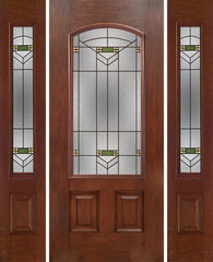 WDMA 54x80 Door (4ft6in by 6ft8in) Exterior Mahogany Camber 3/4 Lite Single Entry Door Sidelights GR Glass 1