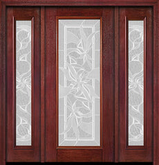 WDMA 54x80 Door (4ft6in by 6ft8in) Exterior Cherry Full Lite Single Entry Door Sidelights Impressions Glass 1