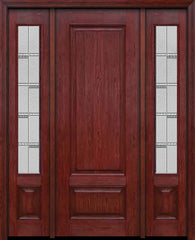 WDMA 54x96 Door (4ft6in by 8ft) Exterior Cherry 96in Two Panel Single Entry Door Sidelights Crosswalk Glass 1