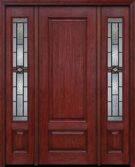 WDMA 54x96 Door (4ft6in by 8ft) Exterior Cherry 96in Two Panel Single Entry Door Sidelights Mission Ridge Glass 1